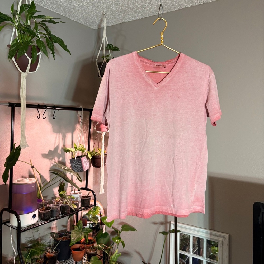 MARCELLO Men's V Neck T Shirt Short Sleeve Casual Summer Top L